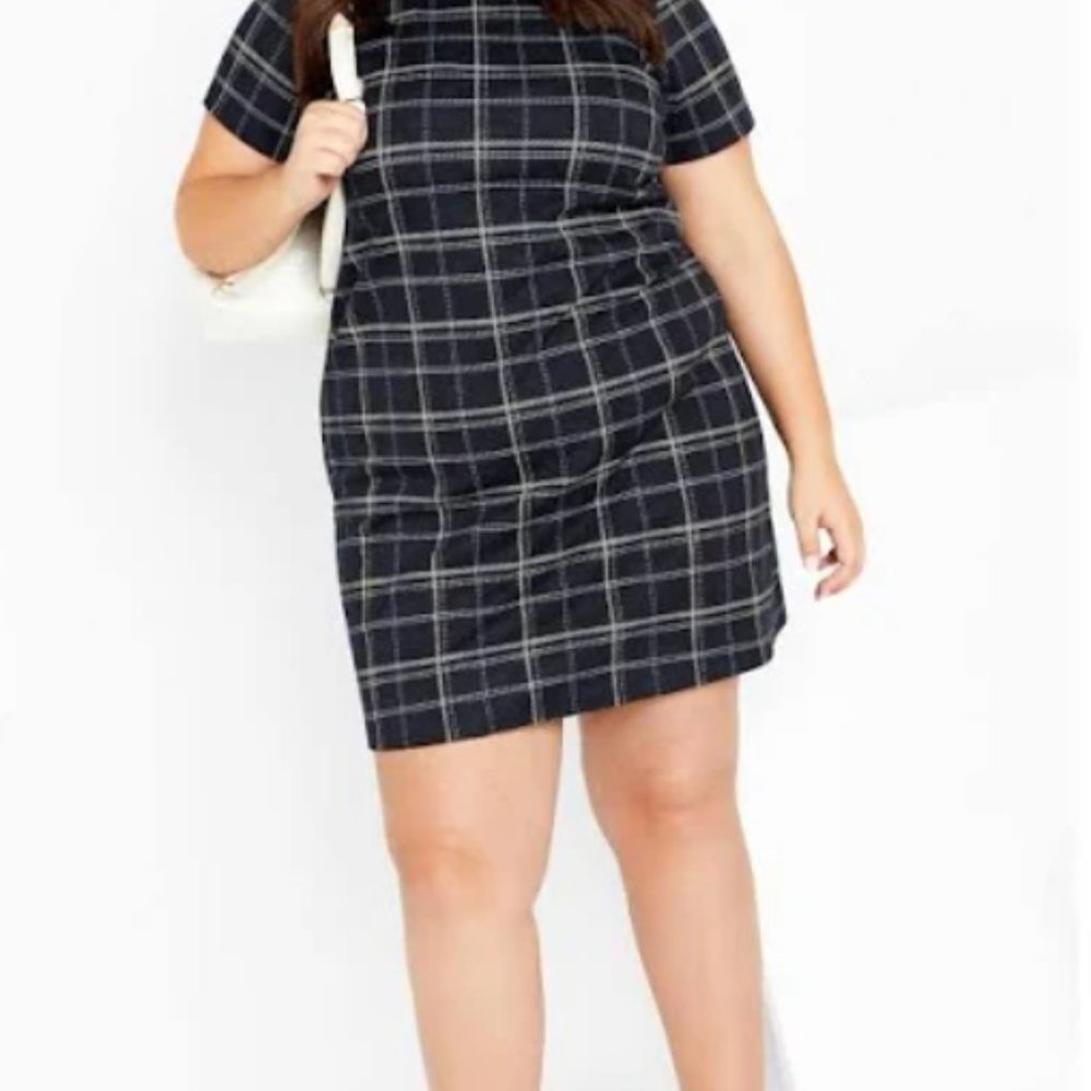 Blue Plaid Shift Dress